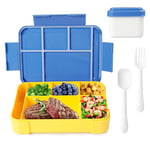 AiQInu Lunch Box Enfant, 1330ml Bento Box, Boite Bento Boîte à Repas avec 5 Compartiments, Anti-Fuite Lunchbox, Bento sans BPA, Jaune