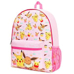 Pokémon Sac à Dos Enfant, Cartable Scolaire Garcon Fille Pikachu Evoli Pokeball (Rose)