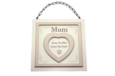 Wall Plaque Always My Mum Forever My Friend Sign Gift Cream Wooden 18cm F1635C