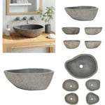 Lavabo en pierre de rivière Ovale 37-46 cm - évier - éviers - Home & Living - Anthracite