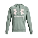 Under Armour Mens UA Rival Fleece Big Logo Hoody in Green - Green/Grey material_polycotton - Size X-Large