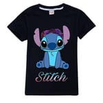 7-14 år Barn Tonåringar Pojkar Flickor Lilo And Stitch T-shirts Printed sommartröjor Presenter Black 11-12Years Black