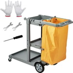 Mophorn - vevor Chariot de Menage Professionnel 3 Etages Chariot de Nettoyage Lavage en pp avec Sac a Dechets pvc Chariot deEntretien Charge 90,7 kg