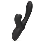 Lovehoney Dual Embrace Warming Clitoral Sucking Rabbit Vibrator Toy – 5 Inch Dual Stimulation G Spot and Clit Suction Stimulator - 7 Patterns & 3 Speed Adult Sex Toy - Rechargeable & Waterproof -Black