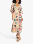 Traffic People Gloria Dream Catcher Abstract Print Midi Dress, Brown/Multi