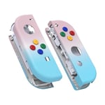 eXtremeRate DIY Replacement Shell Buttons for Nintendo Switch & Switch OLED, Gradient Pink Blue Housing Case with Corlorful Button for Joycon Handheld Controller [Only the Shell, NOT the Joycon]