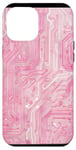 Coque pour iPhone 12 Pro Max Motif carte mère circuit rayé Art déco rose