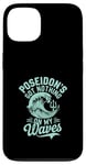 Coque pour iPhone 13 Poseidon Dieu de la mer Océan Trident et vagues Illustration