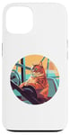 iPhone 13 Cute Orange Fitness Cat on Gym Lifting Bench Case