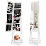 Armoire à Bijoux sur Pied avec Lumières led et Miroir,Rangement avec Miroir Plein Longueur sur le Miroir,Organisateur d'Armoire à Bijoux avec Miroir