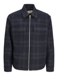 JACK & JONES Men's Jprblurussel Wool Blend Jacket Sn, Dark Navy/Detail: Check, XL