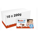 Kinder Chocolate Small Bars, Bulk Chocolate Gift Box, Fine Milk Chocolate Bar with a Milky Filling, Pack of 10 x 200g