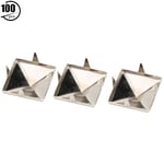 100st fyrkantiga Pyramid Punk Nitar 4 Klo Metall Dubbar för Armband Kläder Skor Handväska Silver 12mm