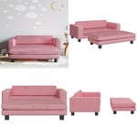 Canapé avec repose-pied pour enfants rose 100x50x30 cm velours - canapé pour enfants - canapés pour enfants - Home & Living