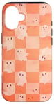 Coque pour iPhone 16 Ghost Pastel Goth Halloween Decor Orange à carreaux