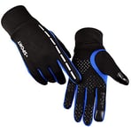 AFIT Gants d'hiver, Gants de Vélo à Écran Tactile Gants d’Hiver Chaud Coupe-Vent Étanche Antidérapant, Running Randonnée Escalade Gants, Gants de Sport Moto Hiver pour Homme et Femme (Bleu, M)