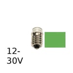 Grön LED signallampa T14x30 16lm E14 0,2W 12-30V