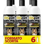 RISPET Shampoing Démêlants Noix de Coco et Kératine, Nettoyant pour Chiens et Animaux à Poils Longs, Formule Délicate sans Allergènes et pH Équilibré, Parfum Noix de Coco, 6x370 ML