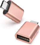 Adaptateur USB C vers USB Pack de 2 Adaptateurs USB C mâle vers USB3 Femelle Compatible avec MacBook Pro/Air 2021 iMac iPad Mini 6/Pro, Adaptateur Thunderbolt 3/4, Or Rose.[G356]