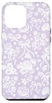 Coque pour iPhone 12 Pro Max Coquette Dentelle Blanche sur Mauve avec Noeuds et Roses Preppy