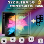 2-Pack Samsung S22 Ultra 5G Skärmskydd &1-Pack linsskydd-9H GLAS