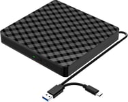 External Dvd Drive Lecteur Cd Externe Usb 3.0 Type-C Dvd/Cd+/-Rw Graveur Drive,Pour Macosx Win98se/Me/2000/Xp Win7/Win8/Win10 (Noir).[P541]