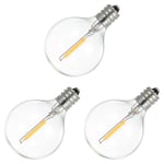 AC220-230V 1W G40 Ersättningslampor 3Pack E12 Skruvbas Glasklotlampor för String Light Inomhus Utomhus Uteplats Inredning Varm Vit AC220-230V 1W