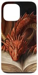 iPhone 13 Pro Max Aesthetic Gothic Red Dragon Reading Book Painting Bookish Case