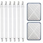 6 Pièces Tendeur Drap Housse,55-250CM Tendeurs De Drap RéGlables pour Drap De Lit,Attache pour draps, Matelas, Planche à Repasser ou canapé Blanc