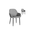 Lot de 2 fauteuils repas en tissu gris clair - LOXTOY