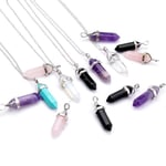 Halsband - Crystal bullets natur sten glas 2. Vit