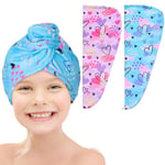 Unicorn Castle Microfibre Hair Towel Wrap with Button Hair Turbans for Wet Hair Fast Dry Hair Caps Twist Turban for Girls and Women