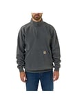 Carhartt Men's Loose Fit Midweight Quarter Zip Mock Neck Sweatshirt, Carbon heather, M