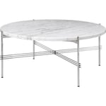GUBI-TS Sofabord 80 cm, Poleret Stål / Hvidt Carrara marmor