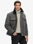 Superdry Merchant Wool Chore Jacket, Charcoal Herringbone