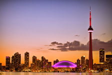 View of Toronto cityscape during sunset