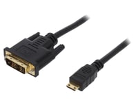 Cable DVI-D -18+1- male mini HDMI male 1m - Noir