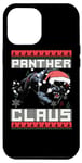 Coque pour iPhone 14 Plus Panther Claus Wild Animal Flocons Neige Coeur Noël