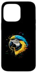 Coque pour iPhone 14 Pro Max Bleu Jaune Macaw Face T-Shirt Aquarelle Macaw