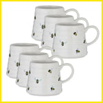 Coffee Mug Barrel Shaped 350ml Cup Ceramic Sweet Bee Tea Hot Beverages Set of 4