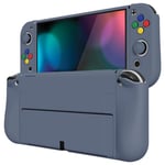 playvital ZealProtect Soft Protective Case for Nintendo Switch OLED, Flexible Protector Joycon Grip Cover for Switch OLED with Thumb Grip Caps & ABXY Direction Button Caps - Slate Gray