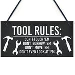 RED OCEAN Panneau « Tool Rules Man Cave Shed Garage » - Cadeau amusant pour homme, papa, grand-père