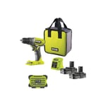 Pack RYOBI - Perceuse Visseuse R18DD2-220S - 18V One Plus - 2 batteries 2,0Ah - 1 chargeur - Coffret antichocs 31 accessoires de vi