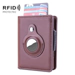 RFID Automatic Pop-Up Card Holder Multi-Function Locator Wallet For AirTag(Brown)