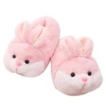 Bedroom shoes Cotton slippers Women Winter Slippers Cute Pink Bunny Cartoon Design Warm Home Plush Head Silent Indoor Floor Adult Girl Lady House Shoes 36 Pink