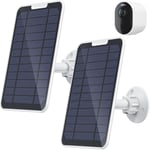 Lot de 2 panneaux solaires de 4 W compatibles avec Arlo Pro 3/Pro 4/Pro 5S/Ultra/Ultra 2/Go 2 uniquement, câble de charge de 3 m, panneau solaire résistant aux intempéries IP65 avec support mural à