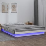 Design In - Lit Adulte,Lit double,Cadre de lit à led blanc 180x200 cm Super King bois massif CWV57360