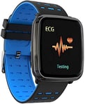 Montre connectée étanche PPG + ECG avec surveillance de la pression artérielle en oxygène et plusieurs modes de sport, bleu, bleu