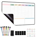 MCCORL Planning Semaine, Calendrier Frigo magnetique,Planificateur Hebdomadaire,Tableau Organisateur Familial effacable 42×28cm en Français