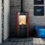 Poêle à bois en acier-faïence AB ROUGE 8 KW